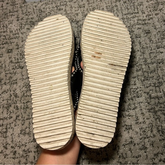 Zara Trafaluc Black & Silver Beaded Criss-Cross Chunky Platform Sandals Size 9 - Picture 11 of 14